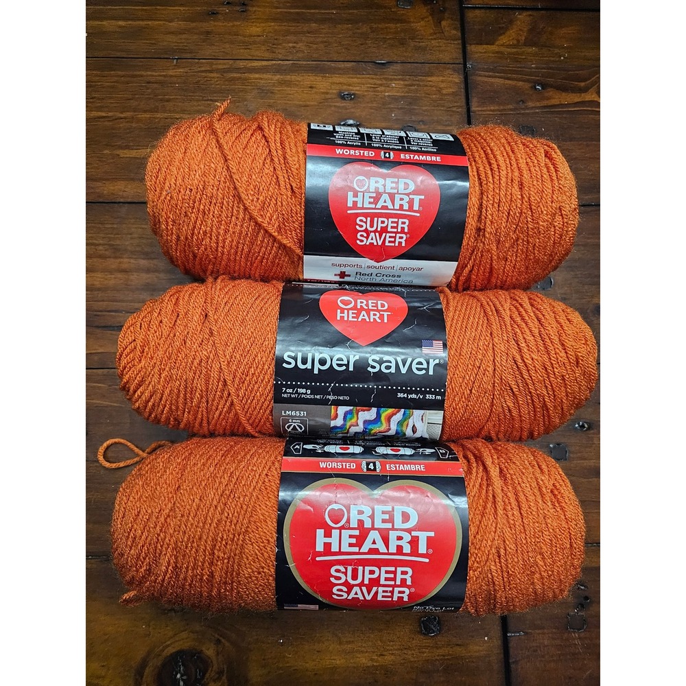 Red Heart Super‎ Saver Yarn Carrot Worsted Weight Acrylic 7 oz